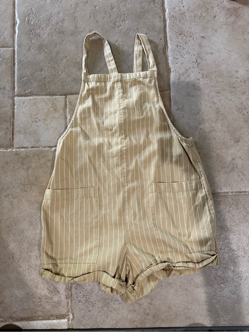 O'Neill Cream Pinstripe Women’s One-Piece Short Overalls